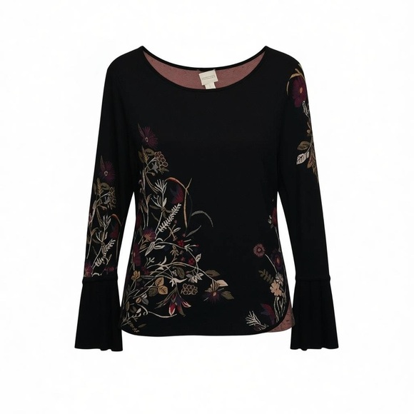 Chico's Black Floral Blouse Size 1 (M
8-10) - Picture 4 of 4